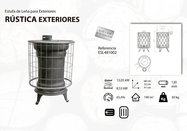 Estufa de Leña Cilíndrica de 8 kw de potencia